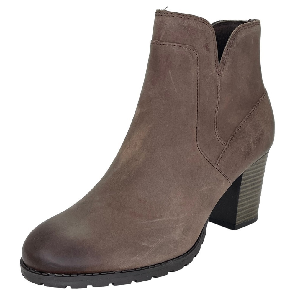Clarks Womens Ankle Boots 9.5M Verona Step Dark Taupe Leather